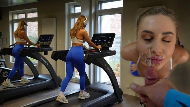 Я встретил в спортзале идеальную, милую девушку, сразу же трахнул ее и кончил ей на лицо.