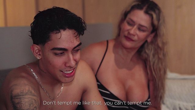 Stepmom accidentally discovers the size of her stepson's cock and asks him to fuck her in secret